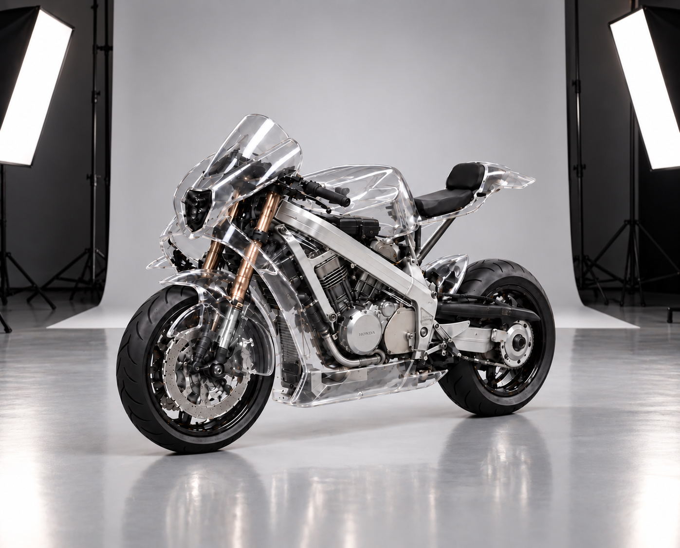 Σχεδιαστική απόδοση custom Honda Bros με διαφανές φέρινγκ